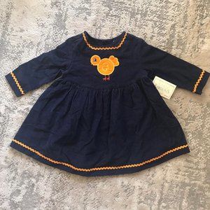 Vintage NWT Basic Editions 18 month Baby Girl Dress Navy Blue Corduroy Dress